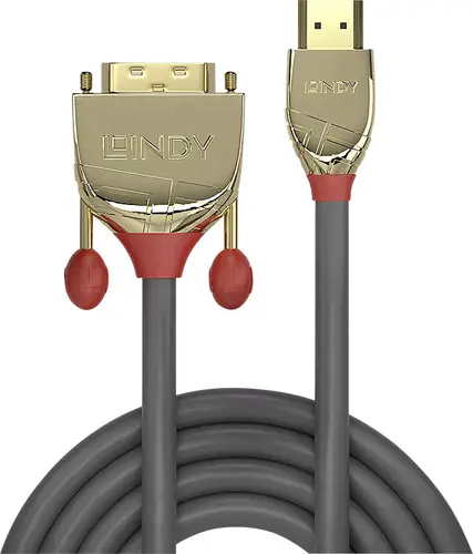 LINDY HDMI / DVI Adapterkabel HDMI-A Stecker, DVI-D 18+1pol. Stecker 10.00m Grau 36198 HDMI-Kabel