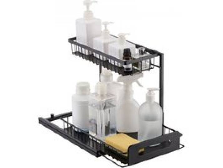 VEVOR Ausziehbarer Spülschrank-Organizer mit 2 Ebenen unter Waschbecken Regal (27x36 cm) Gewürzregal Küchenregal Lagerregal Organizer für Küche Badezimmer 317x394x330 mm (Installationsgröße)