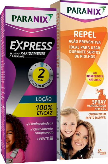 Paranix Express Loção com Pente + Repel Spray Pack