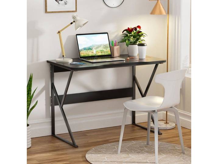 Bureau Gaming Bureau informatique avec Étagère de Rangement passe-câbles grand plateau montage rapide 100x60x74cm noir