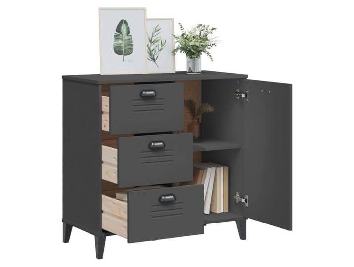 Anthracite Commode Salon CHIC Buffet bas/Cabinet 1 PC VIKEN gris anthracite 80x40x80 cm bois d'ingénierie N12766