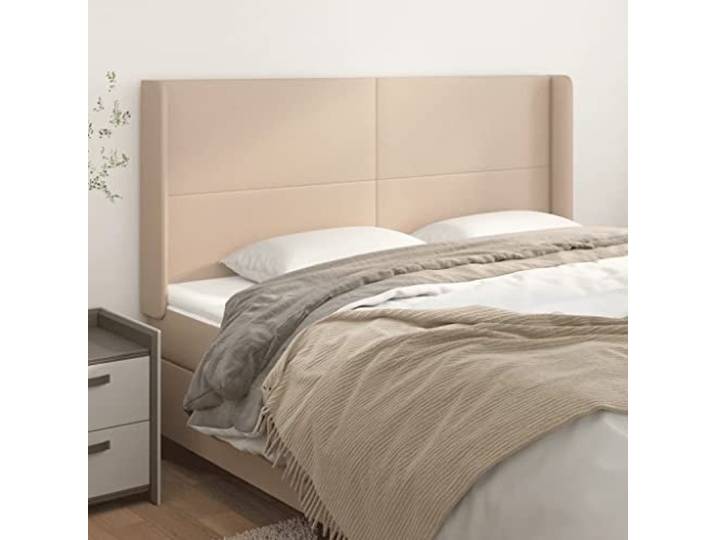 KTHLBRH Klassisches Kopfteil aus Kunstleder, Cappuccino, für Betten 183 x 16 x 118/128 cm, elegantes Design mit Beinen aus Lärchenholz, höhenverstellbar