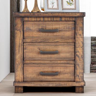 Farmhouse Solid Wood Nightstand with 3 Drawers, Full Extension Glides & Zinc Pulls by GDFStudio
