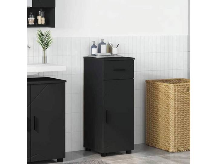 Meuble WC Noir - Cabinet de salle de bain - avec tiroir Noir 30x35x80 cm A1563