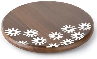 CounterArt "Daisy Trail Round Acacia Wood Lazy Susan Turntable 14"" Diameter for Serving Kitchen Organization Condiment Caddy"