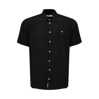 Kurzarmhemd BLEND "Kurzarmhemd BHShirt", Herren, Gr. S, N-Gr, schwarz, Obermaterial: 100% Viskose CV., Hemden