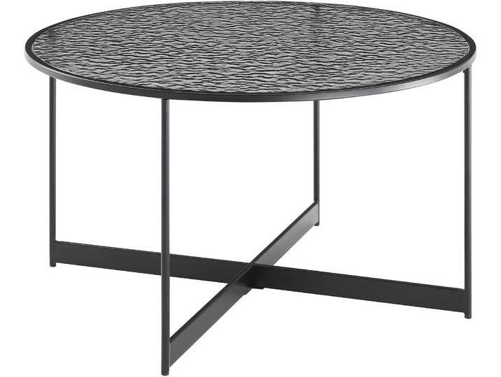 Couchtisch SALESFEVER Coffeetable Wohnzimmerhtisch für stylisches Wohnambiente , schwarz, B:80cm H:45cm T:80cm, Metall, Glas, Tische, Couchtisch, Glasplatte mit Strukturoptik