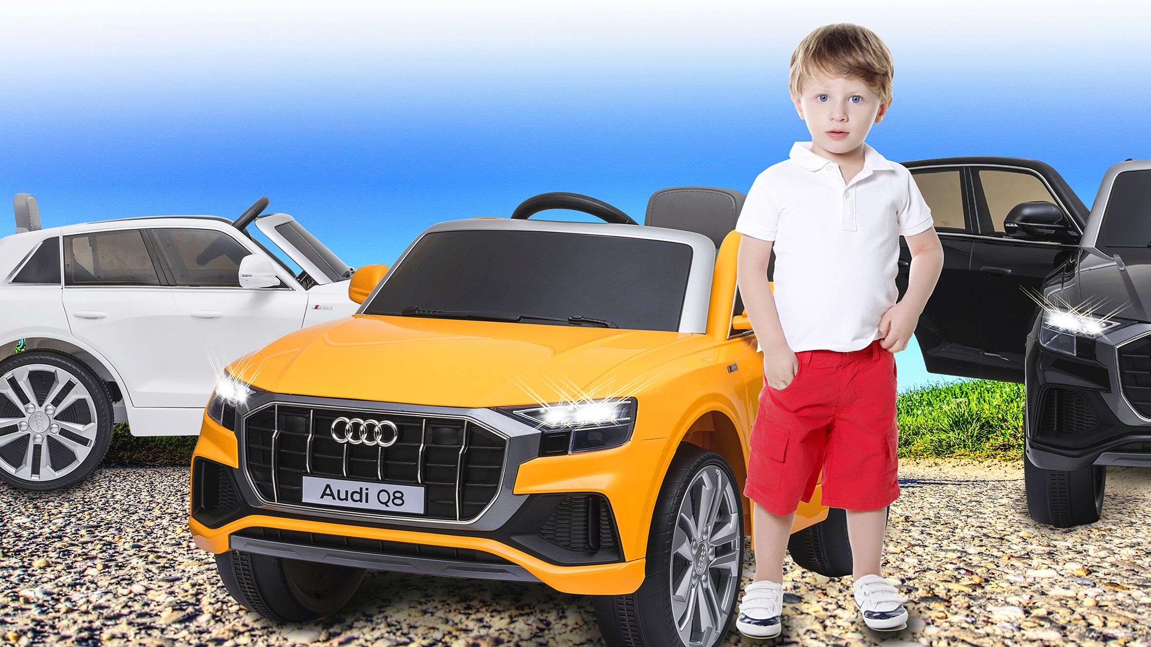 Elektro-Kinderauto JAMARA "Ride-on Audi Q8", gelb, Elektro-Kinderfahrzeuge, KinderB:66cm H:55cm T:108cm, Elektro-Kinderauto, B:66cm H:55cm T:108cm