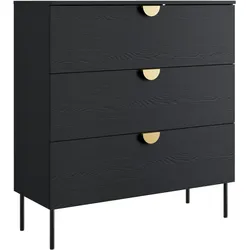 SIDEBOARD Brunelli 3S Schwarz 100/100,7/40 cm – mit geräumigen Schubladen