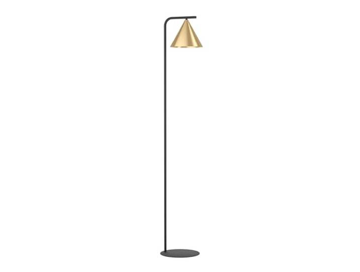 Eglo Lampadaire sur pied Narices\, luminaire minimaliste en laiton brossé lampe de salon dorée et noire avec interrupteur à pied\, douille E27