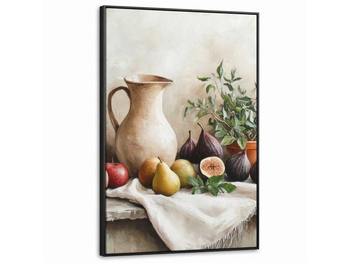 MuchoWow Leinwand Bilder mit Rahmen - Obst - Kräuter - Ländlich - 100x150, Naturfarben, Rechteckig, 100x150 cm, gerahmt, Bilder & Rahmen, Bilder, Leinwandbilder