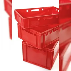 BURI Fleischkisten Kisten Eurobox lebensmittelecht - HDPE Metzgerkiste Box Lagerkiste E1 rot 10 Stück