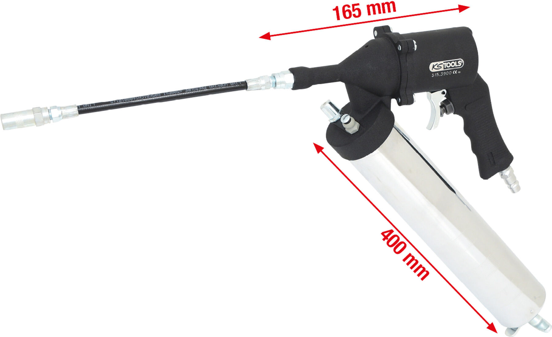 KS Tools Druckluft-Fettpresse mit flexiblem Schlauch und Düse (515.3900)