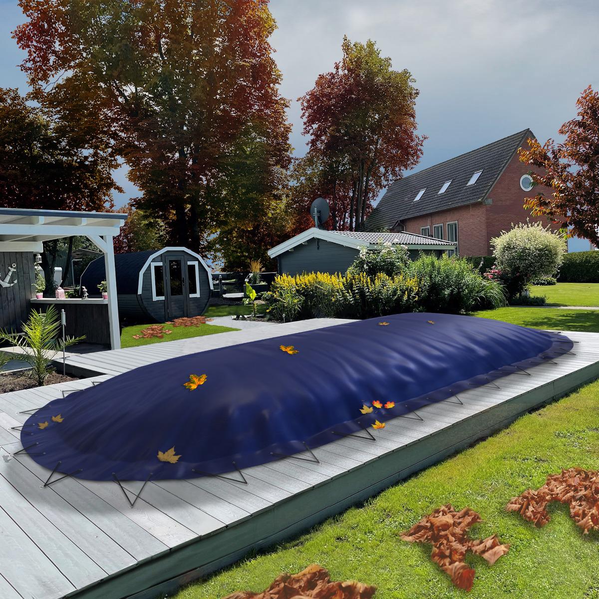 Aufblasbare Pool Abdeckplane für Pool ovalform 3,00x5,00m dunkelblau Air Cover Luftkissen