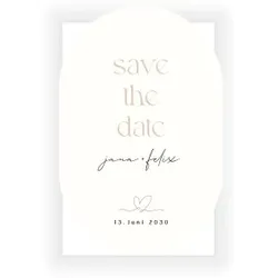 Save The Date Karte: Our Love in Creme