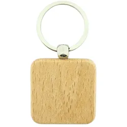 CombiCraft Schlüsselanhänger aus Holz Quadrat 40x40 mm - pro 1 Stück - Ohne Aufdruck