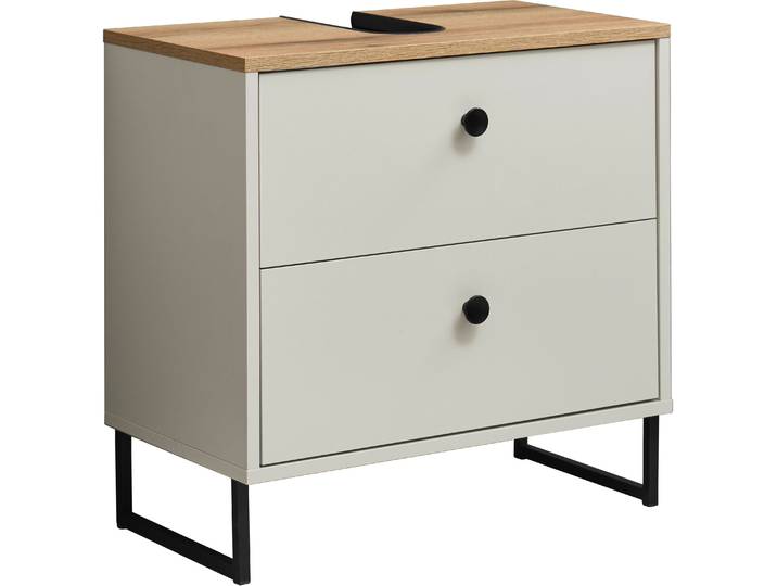 Waschbeckenunterschrank BASIC BY BALCULINA Linea , kaschmir, evoke eiche, B:60cm H:60cm T:35cm, Holzwerkstoff, Schränke, Waschbeckenunterschrank, Breite 60cm, U-Profil Füsse, Unterflurauszug