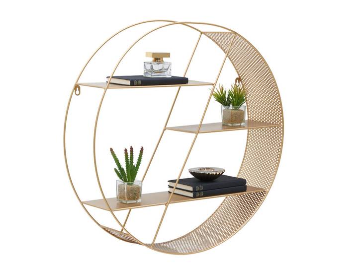 Carryhome Wandregal, Goldfarben, Metall, 60x60x15 cm, Wohnzimmer, Regale, Wandregale