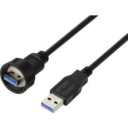 USB 3.0-Stecker auf Stecker, IP67 (Gewinde), Kabel 0,5 m TC-E13T-MU3-MWA/NWA-0.5PV-S Wasserdichtes Kunststoffkabel TC-13543560 TRU COMPONENTS Inhalt: 1 St.