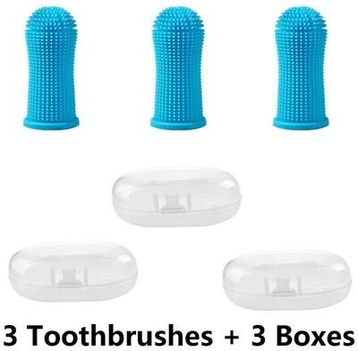 Inspired Living PawFresh Finger Dog Toothbrush Set For Easy Pet Dental Care 3PCS Soft Silicone Finger Brushes 3pcs blue