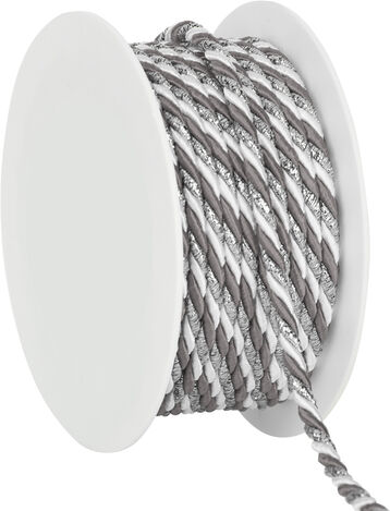 Kordel, weiß-grau-silber, 4 mm, 10 m