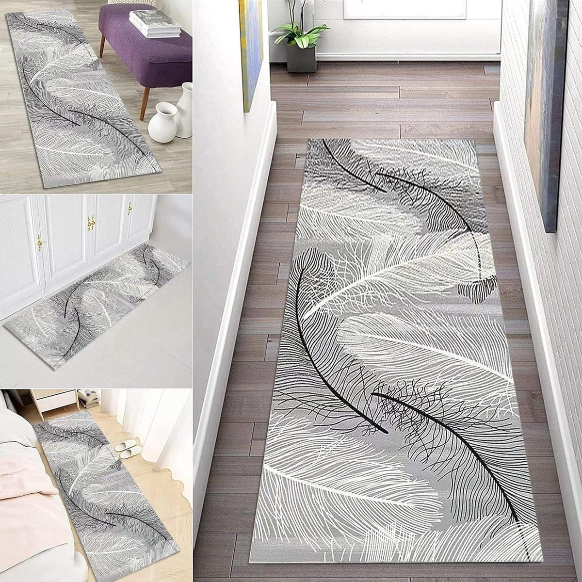Grijs Gangtapijt Loperkleed met Antislip Achterkant Breedte: 80 cm, Lengte: 100 cm