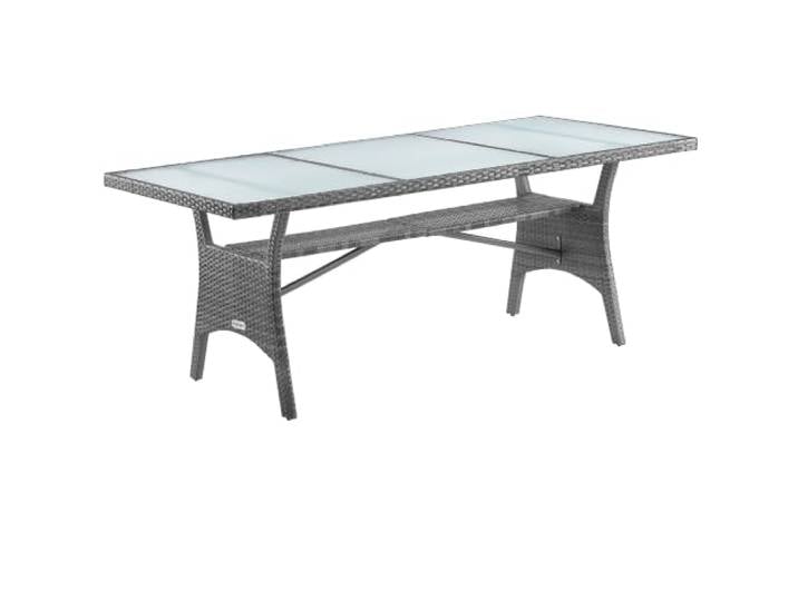 CASARIA® Polyrattan Gartentisch 190x90x74cm mit Ablage Glas Tischplatte Höhenverstellbar Wetterfest Garten Terrasse Balkon Tisch Esstisch Gartenmöbel Grau
