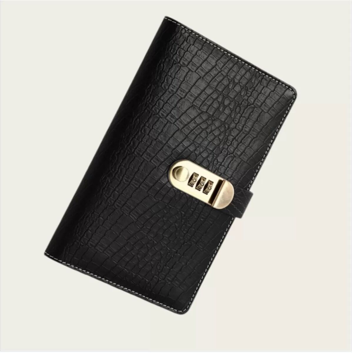 INF Combination Lock Checkbook & Deposit Slip Organizer – PU Leather Passbook Holder with Transparent Sleeves Schwarz