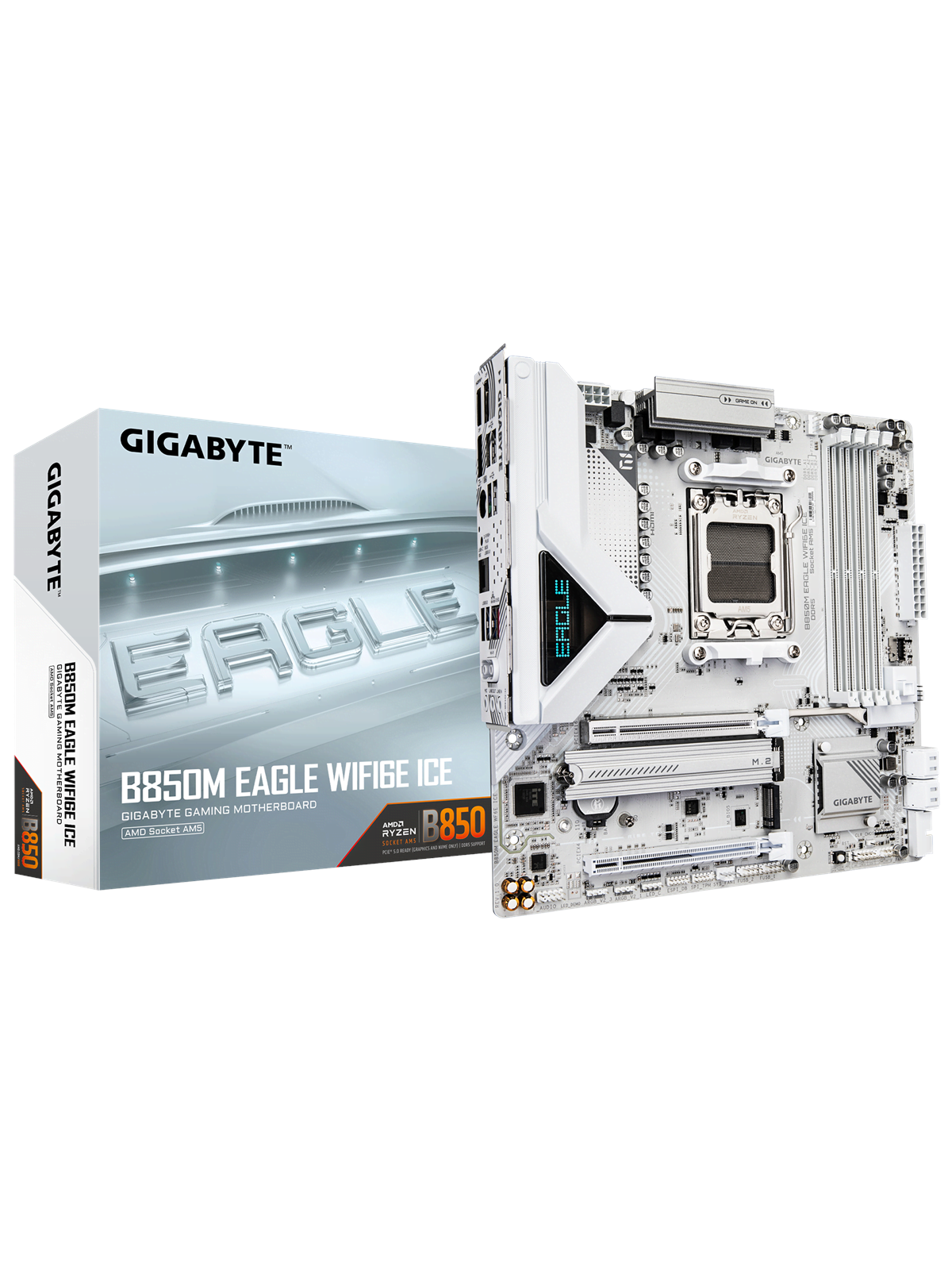 GIGABYTE B850M EAGLE WIFI6E ICE Mainboard - AMD B850 - AMD AM5 - DDR5 RAM - Micro-ATX
