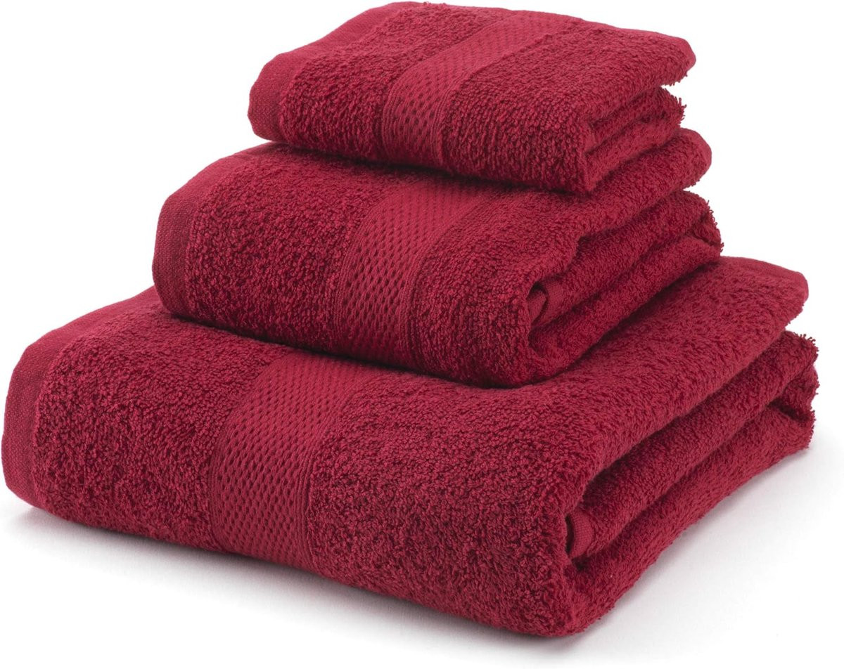 SnelShoppen Handdoekenset 3-delig - 100% Kammgaren Katoen - Bordeaux