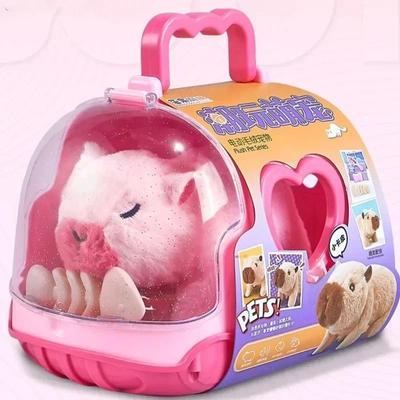 Uplift Essentials Electric Capybara Walking Plush Toy With Sound For Kids pink