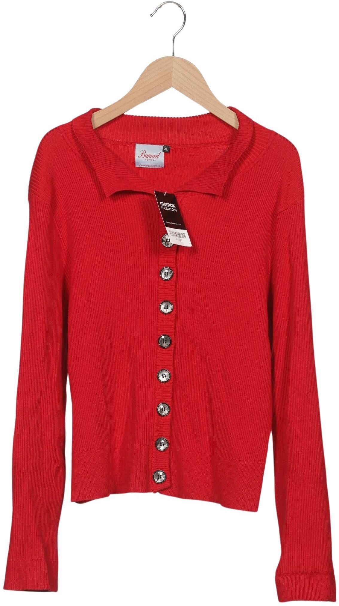 Banned Damen Strickjacke, Rot, Gr. XL, Viskose / Synthetik - Second Hand