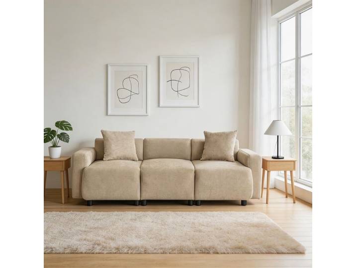 Canapé normal 3 places design moderne avec coussins déco
