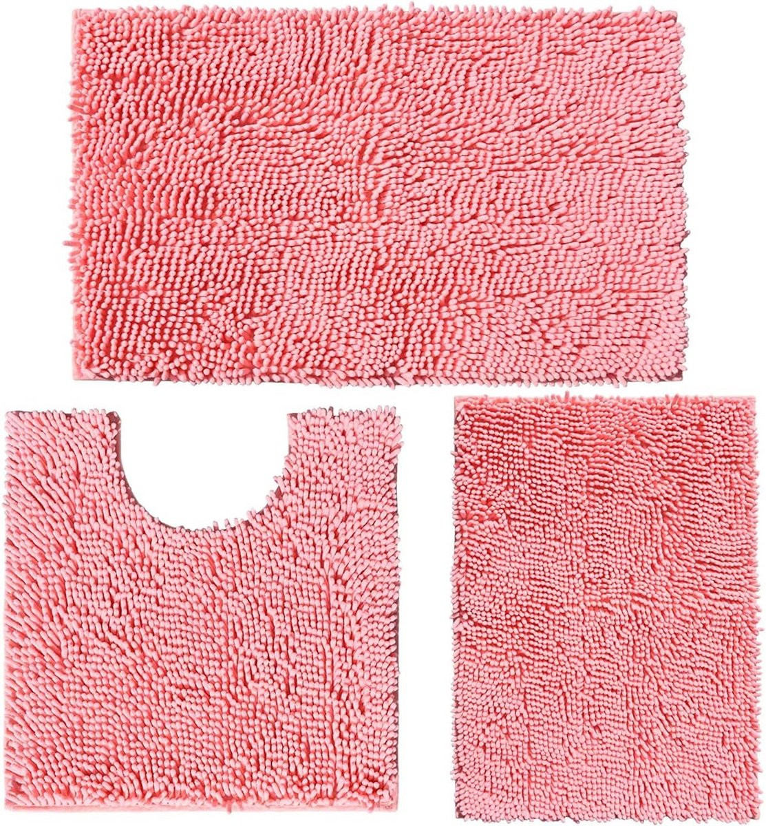 Set van 3 roze badmatten voor luxe badkamercomfort