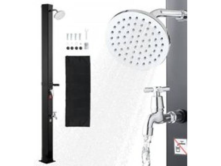 VEVOR Solardusche 35 L, Solar Gartendusche 2160 mm Hoch, Pooldusche mit Seifenablage, Warm- & Kaltwasserregulierung, Freistehend, Campingdusche für Garten, Poolbereich, Strandpool, Schwarz