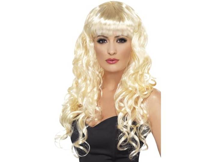 Siren Wig Blonde Long Curly With Fringe