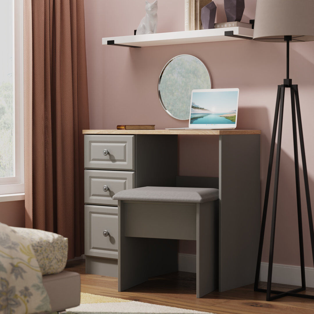 August Grove Arin Dressing Table Grey 80cm H X 90cm W X 39cm D