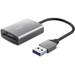 Trust Dalyx Schnelles USB-Kartenlesegerät aus Aluminium - Silber