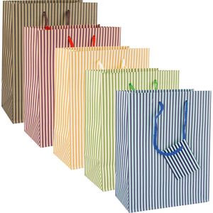 Böttcher-AG Geschenktüte Streifen, Geschenktasche, 18 x 23cm, sortiert, 10 Stück
