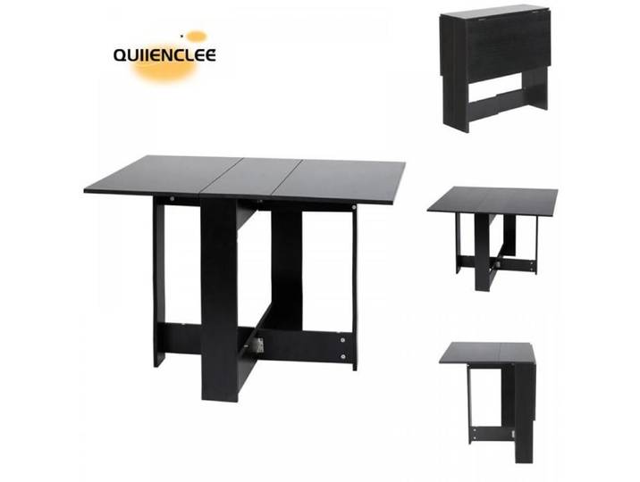 Table à manger pliante salon 2-4 personnes QUIIENCLEE panneaux de particules classe E1 design moderne 102 5×76×73cm noir