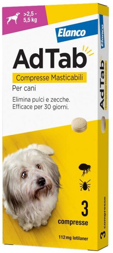 Elanco Italia spa Adtab per Cani da 2,5 a 5,5 kg 3 Compresse