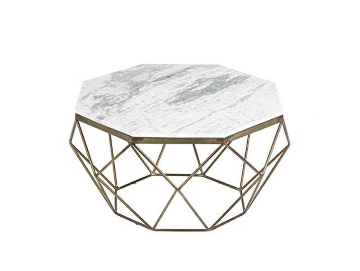 Riess Ambiente Couchtisch Diamond 70cm - weiß - Marmor - handgefertigt hochwertig, Design-Highlight, für Wohnzimmer, eleganter Look, Unikat, Eisengestell