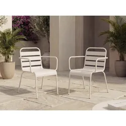 Gartensessel stapelbar 2er-Set - Metall - Beige - MIRMANDE von MYLIA