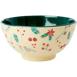 RICE Melamin Schüssel XMAS Print, Ø15 x H7cm, grün