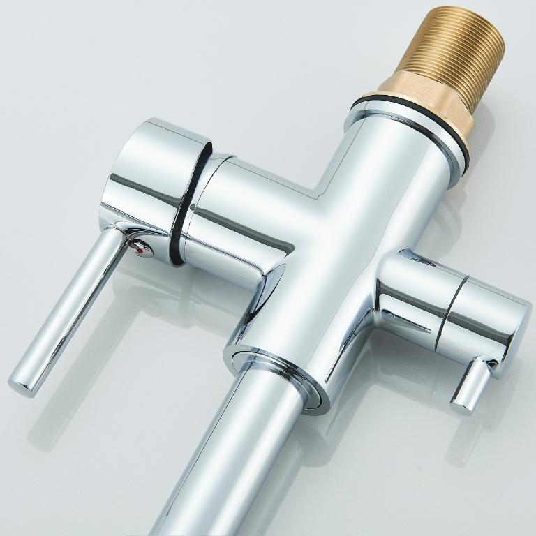Ari 3-Wege-Küchenarmatur Linko, Chrom, Spültischarmatur Im Set Mit Aquaphor Ro-202S Pro Wasserfiltersystem, Untertischanlage