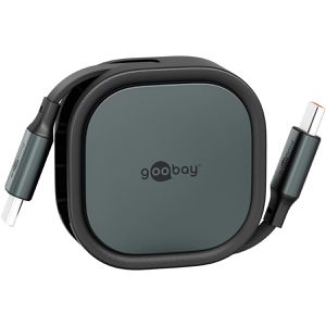 Goobay Ladekabel 77424 Aufrollkabel, schwarz, 1m, USB-C auf USB-C, ausziehbar