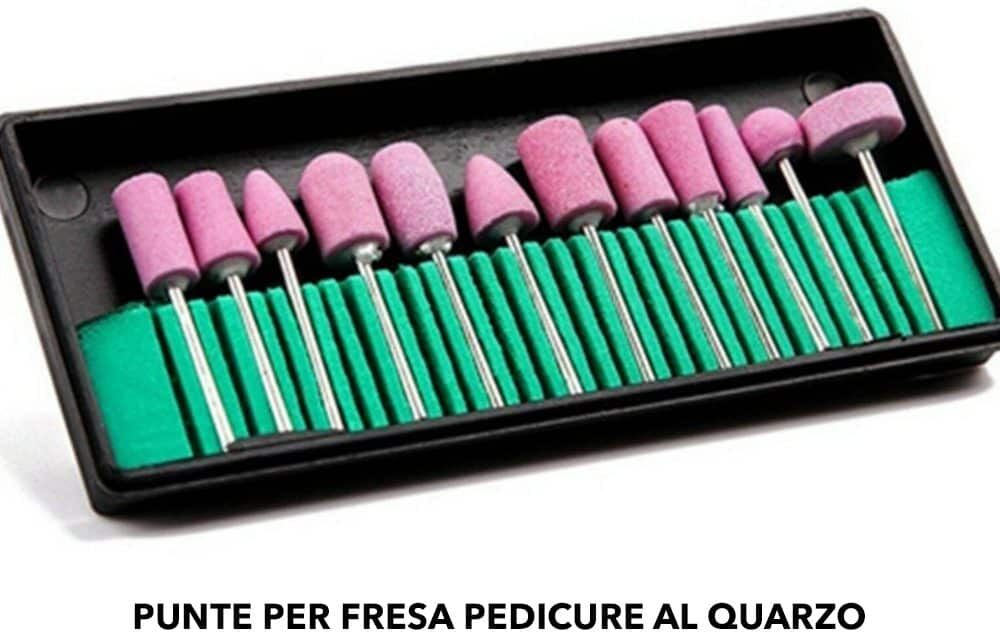Kit Punte per Fresa Pedicure al Quarzo Rosa Set Universale da 12 Pezzi