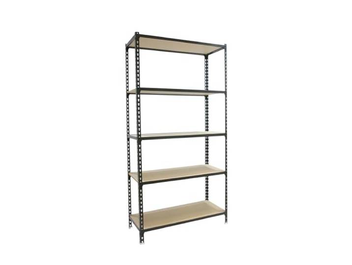 Simon Rack Metallregal 1800x800x400 mm - Maderclick 5 Höhen, Holzablage, Biegepunkt 150 kg, Korrosionsschutzlackierung, Klicksystem-Montage, Anthrazit