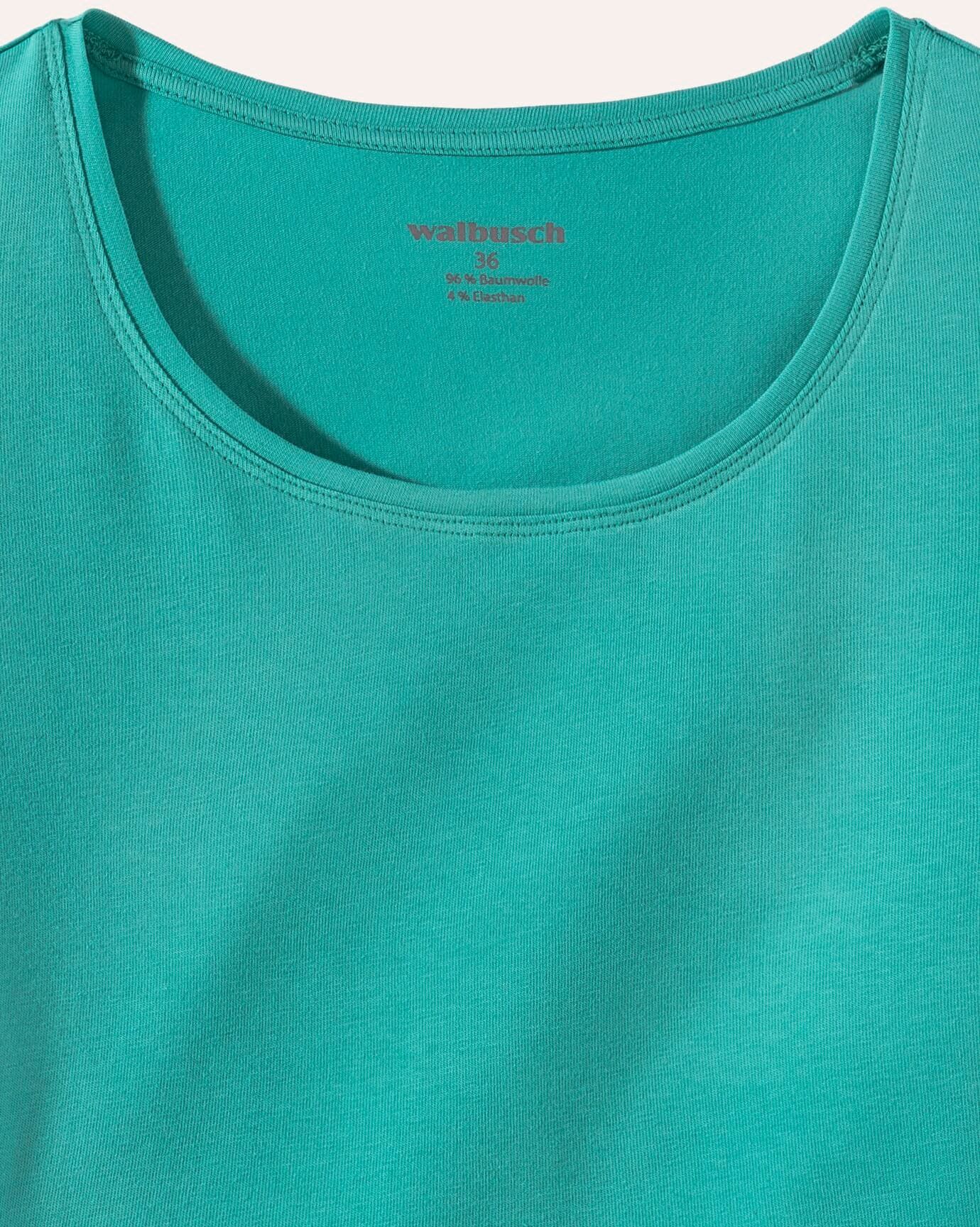 Walbusch Baumwoll-Basic-Shirt Halbarm, normale Größen, Farbe Grün, 40, tolles Basic-Shirt angenehme Baumwollmischung Damen