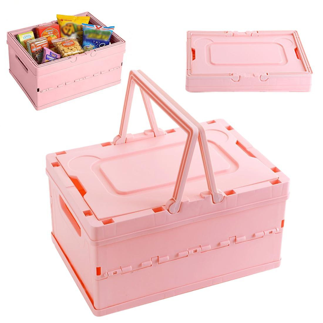 Dripio Opvouwbare Opbergbox met Deksel en Handvatten, Stapelbaar, Solid Kleur